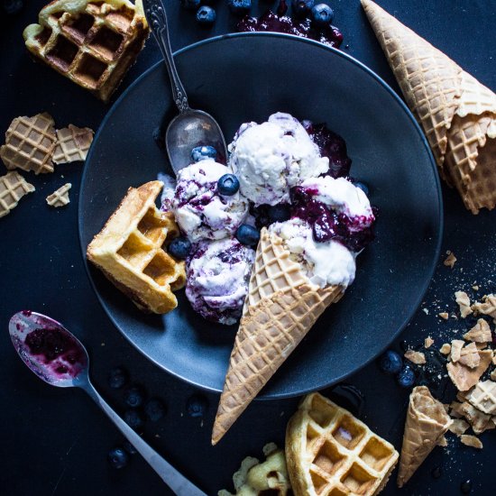 Belgian Blueberry Waffle Ice Cream