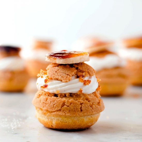 Burnt Sugar Banana Cream Puffs