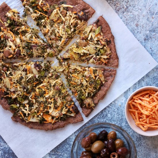 Vegan Keto Spinach Artichoke Pizza