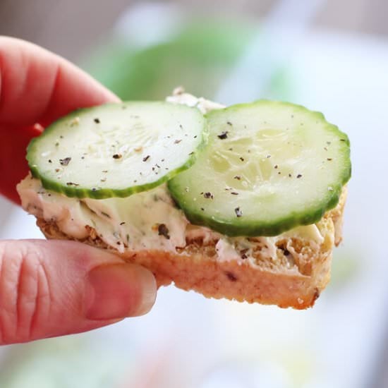 Feta + Dill Cucumber Crostini