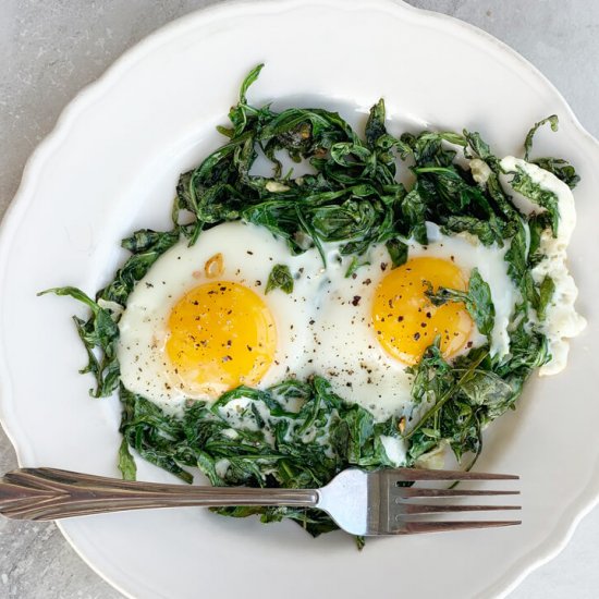 Sunny Side Up + Wilted Arugula