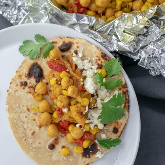 Grill-Pouch Chickpea Shawarma Tacos