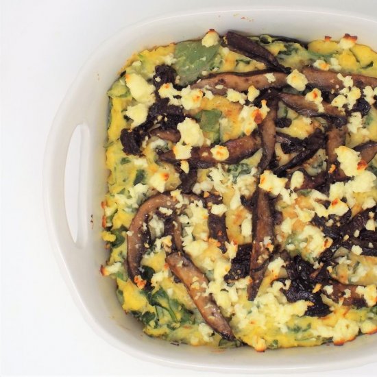 Spinach and Portobello Polenta Bake