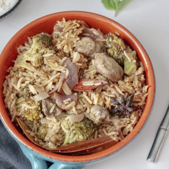 Broccoli and Mushroom Pulao