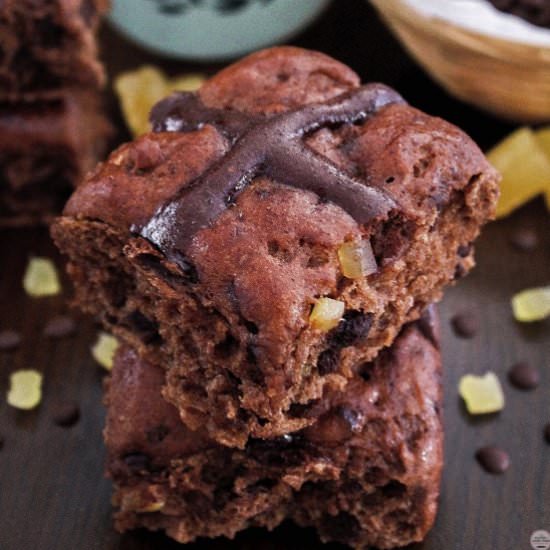 Double Choc & Ginger Hot Cross Buns