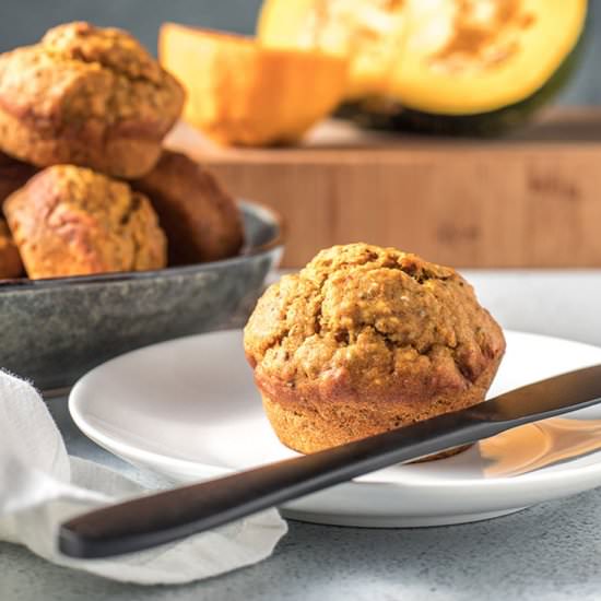 Pumpkin muffins with orange + chia