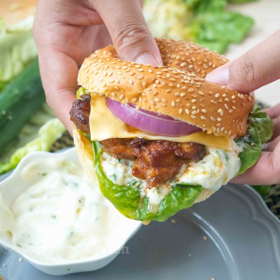 Baked BBQ Chicken Thighs Burger