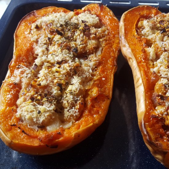 Vegan stuffed butternut squash