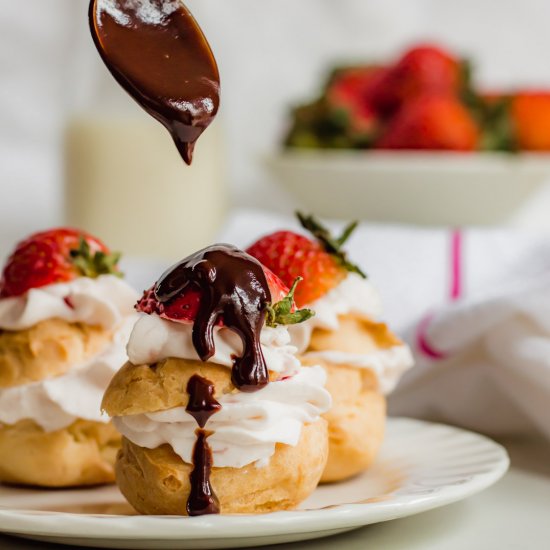 Profiteroles with Strawberry Cream