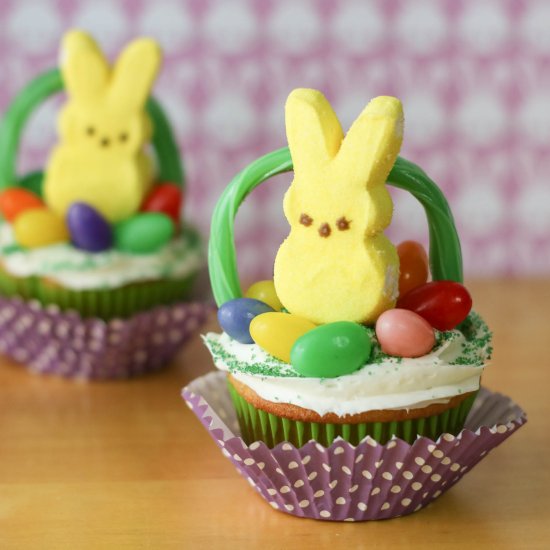 Easter Basket Cupcakes with Peeps