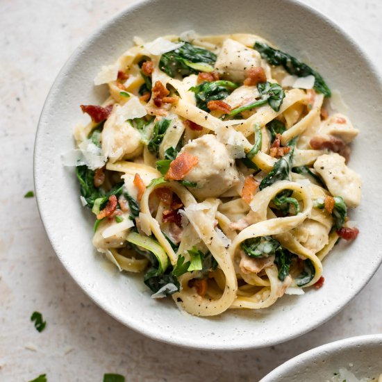 Chicken Bacon Spinach Pasta