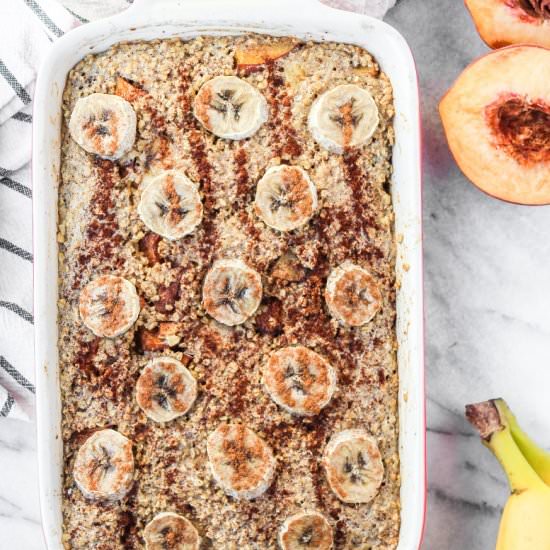 Banana Peach Steel Cut Baked Oatmeal