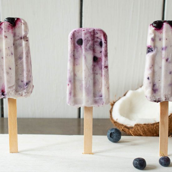 Blueberry Coconut Yogurt Popsicles