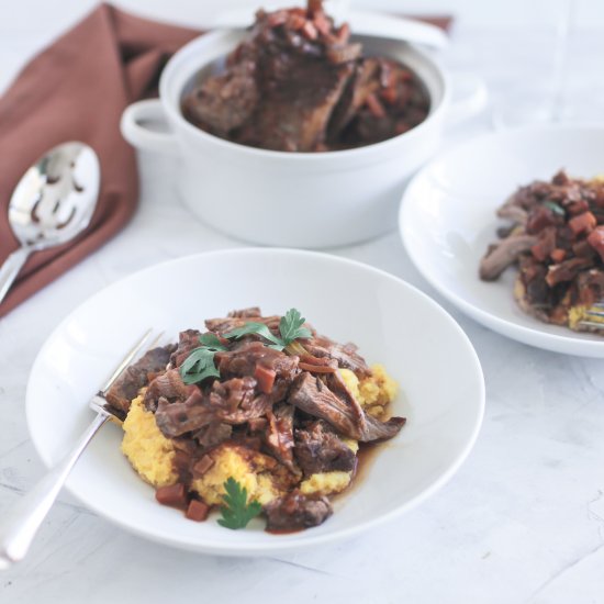 Red Wine Braised Beef with Polenta