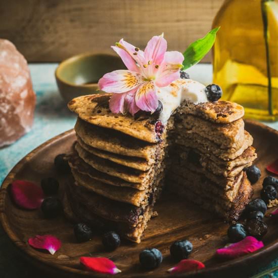 Blueberry Banana Oat Pancakes