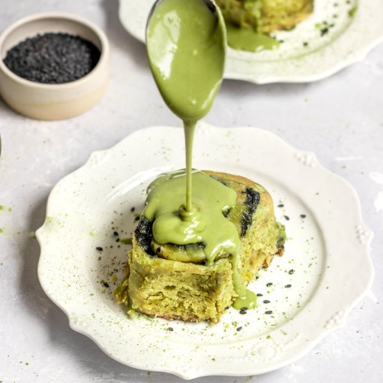 Vegan Matcha Black Sesame Buns