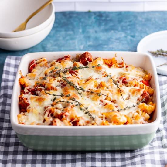 Vegetarian Sausage Pasta Bake