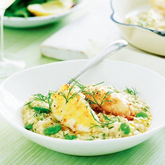 Lobster tails with dill risotto