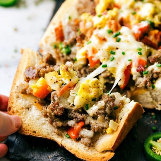 Bread Boats Stuffed with Sausage