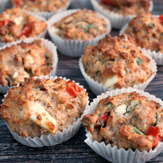 Feta and red pepper savoury muffins