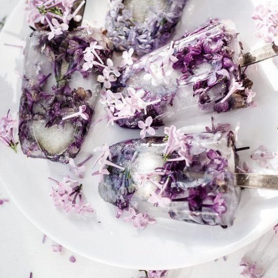 Boozy Popsicles with Edible Flowers