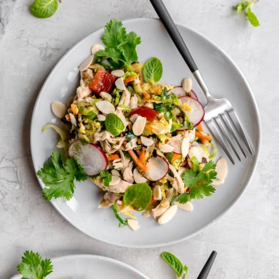 warm asian brussels sprout slaw