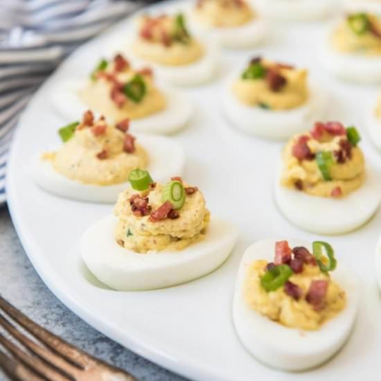 BACON GREEN ONION DEVILED EGGS