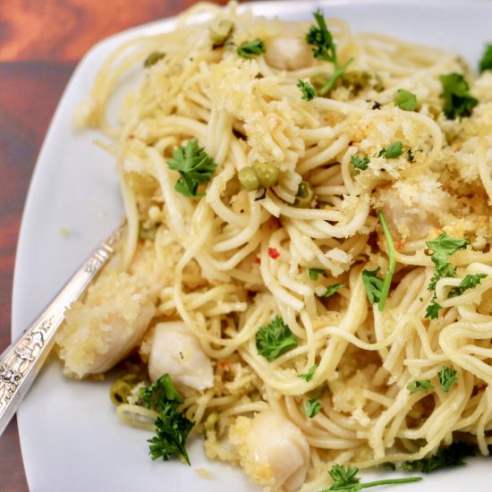 Pasta with Chick Peas and Scallops