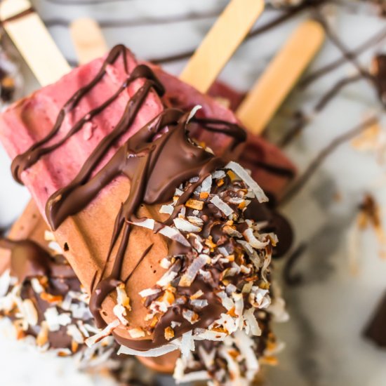 Cherry coconut fudgesicles