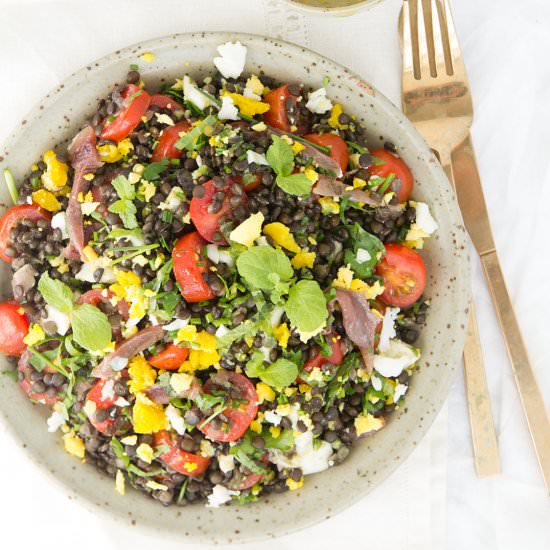 Mediterranean puy lentil salad