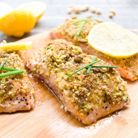 Pistachio crusted salmon