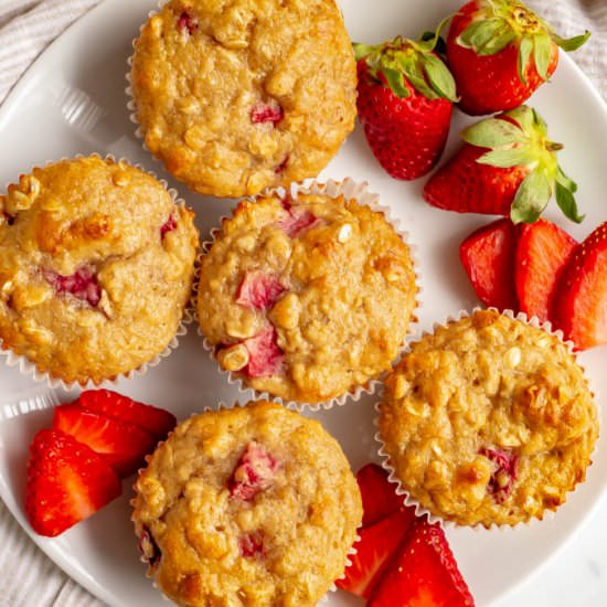 Healthy strawberry banana muffins