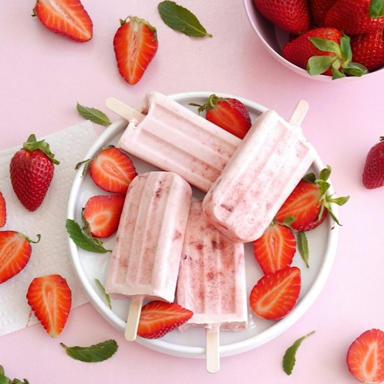 Strawberries and Cream Popsicles