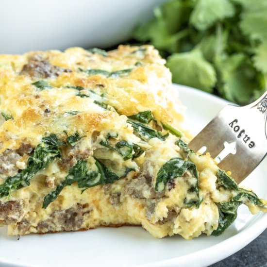 SAUSAGE & SPINACH CRUSTLESS QUICHE