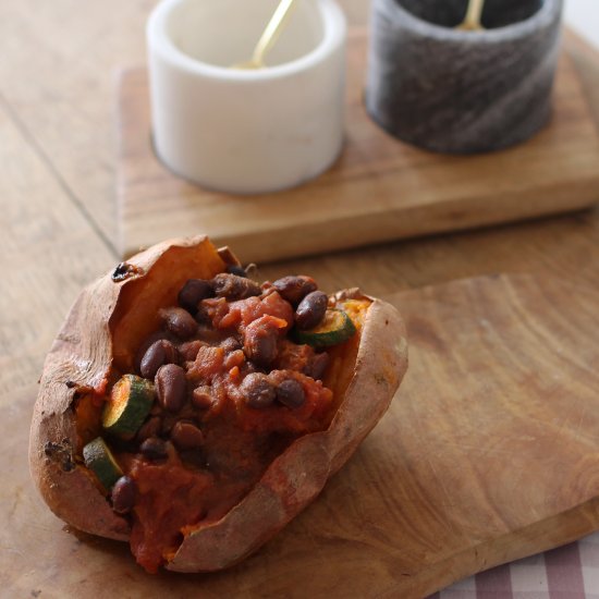 Spicy Stuffed Sweet Potato