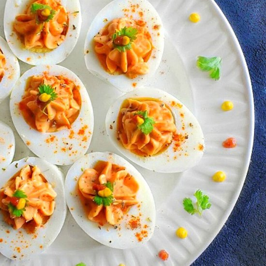 Honey Sriracha Deviled Eggs