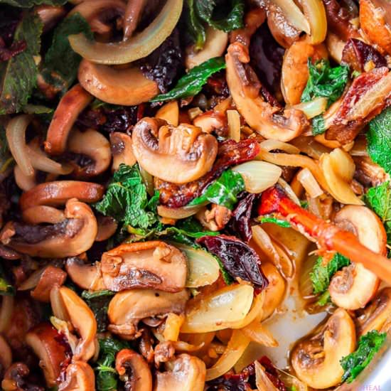 PRUNES-MINT SAUTEED MUSHROOMS