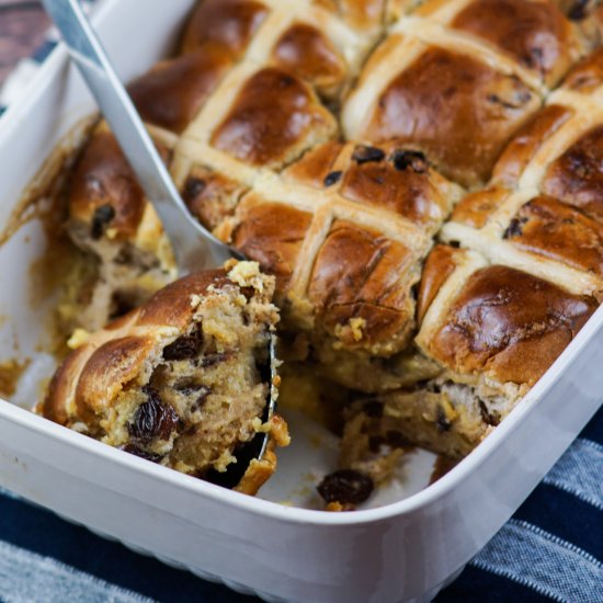 Caramel Hot Cross Bun Pudding