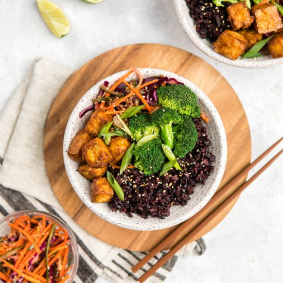 Black Rice Bowls with Crispy Tofu