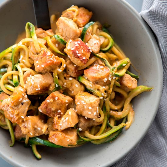 Crispy Pork LO Mein with Zoodles