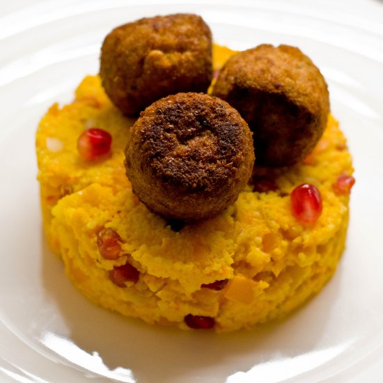 Pumpkin couscous with falafel