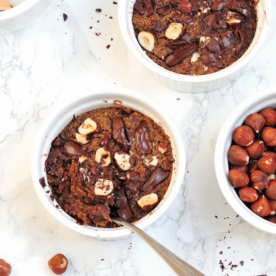 Baked teff-meal with dark chocolate