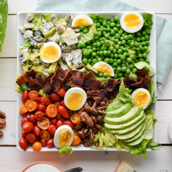 Pea Cobb Salad with Glazed Pecans