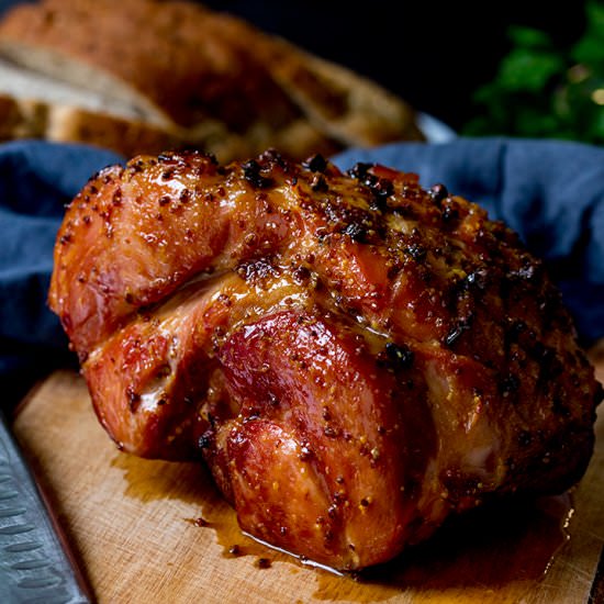 Baked Ham with sugar mustard glaze