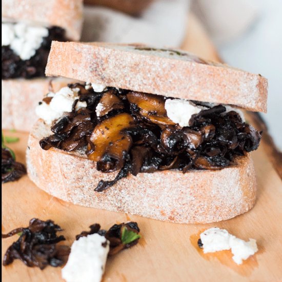 Feta and Mushrooms on Toast