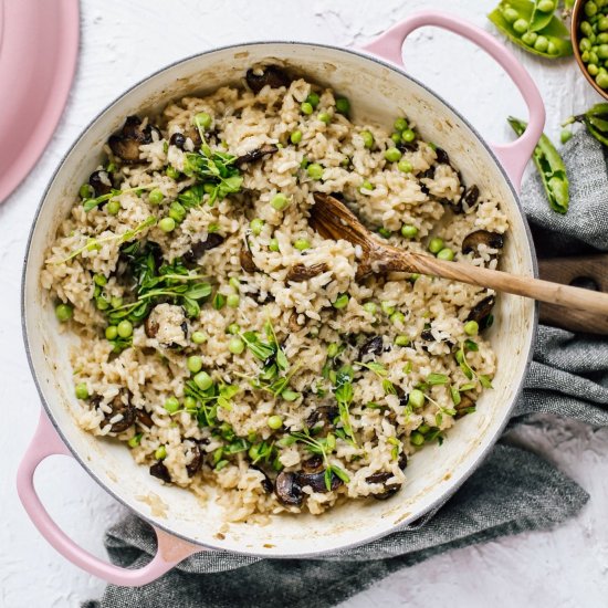 Spring Pea Mushroom Risotto