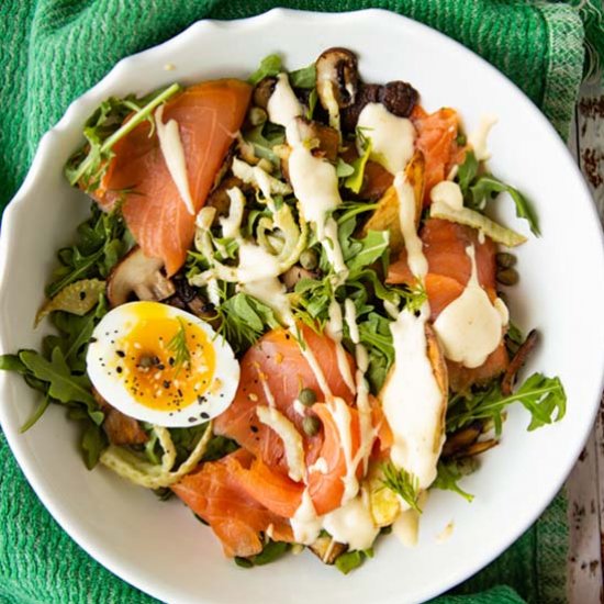 Salmon Benedict Breakfast Salad