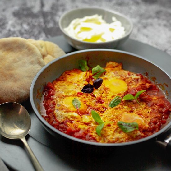 Shakshuka poached eggs in tomato