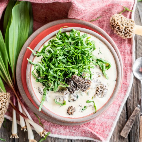 Morel Mushroom and Ramp Chowder