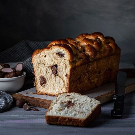 Chocolate filled Greek Easter bread